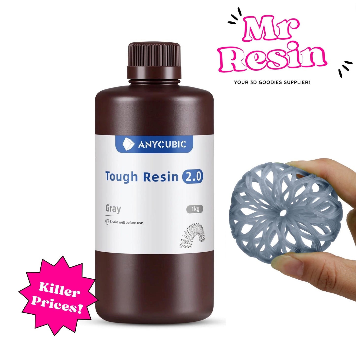 Resina resistente para impresora 3D 1 kg semiflexible Tough 2.0