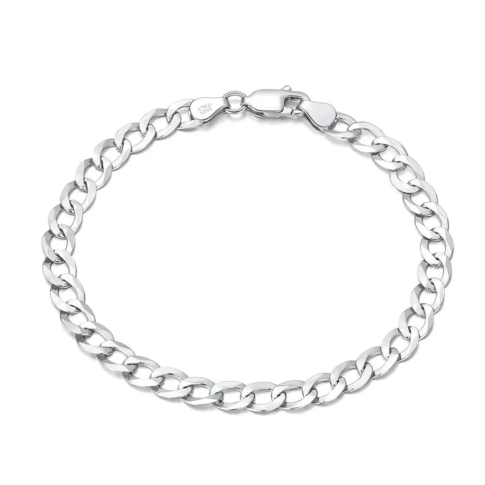 Pulsera Tucana · Cadena de eslabones cubanos de plata de ley 925 bañada en platino
