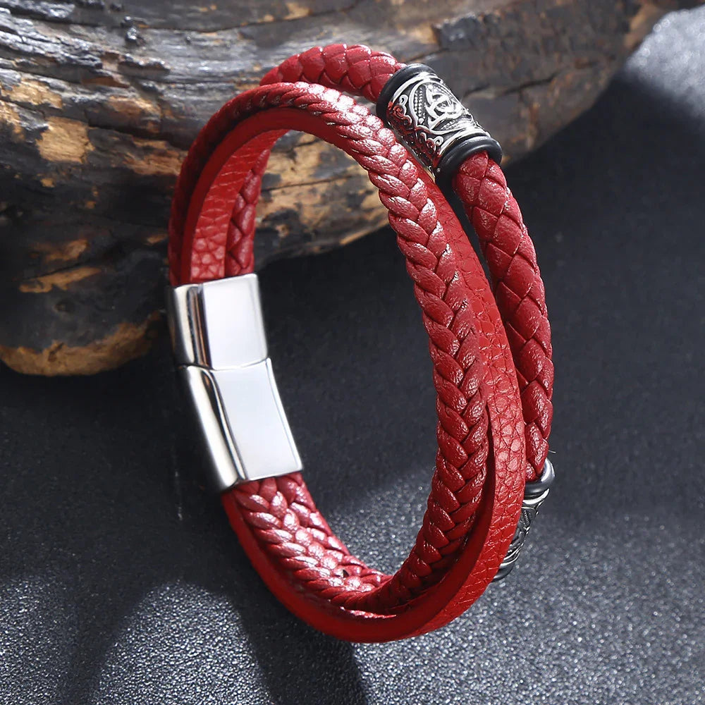 Pulsera Domo · Pulsera de cuero rojo