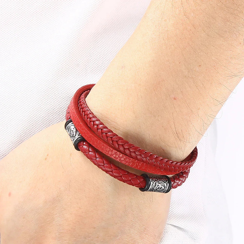 Pulsera Domo · Pulsera de cuero rojo