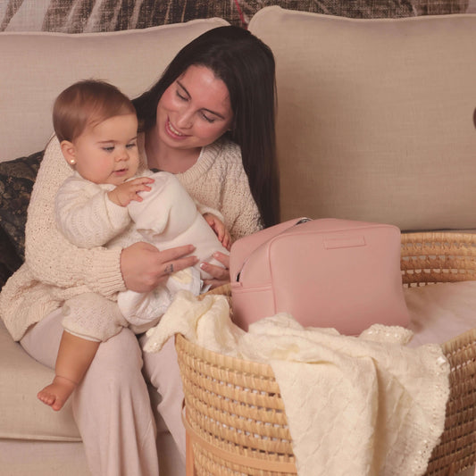 Neceser para Bebé de Eco Piel MIREM Rosa pálido | Organizador Elegante Nenina & Co
