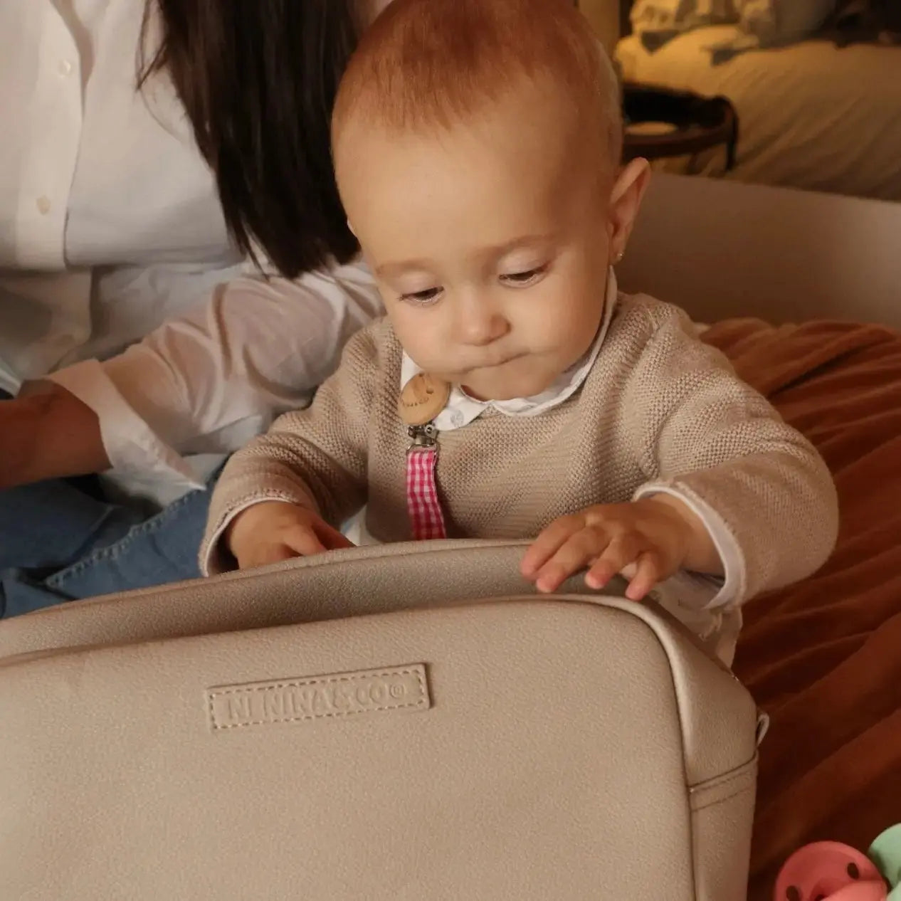 Neceser para Bebé de Eco Piel MIREM Gris| Organizador Elegante Nenina & Co