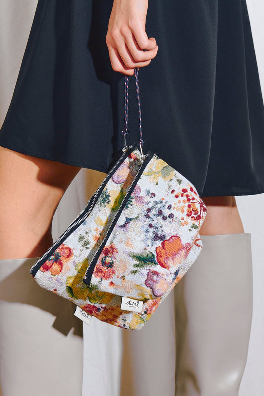 Neceser/estuche tejido jacquard flores amapolas