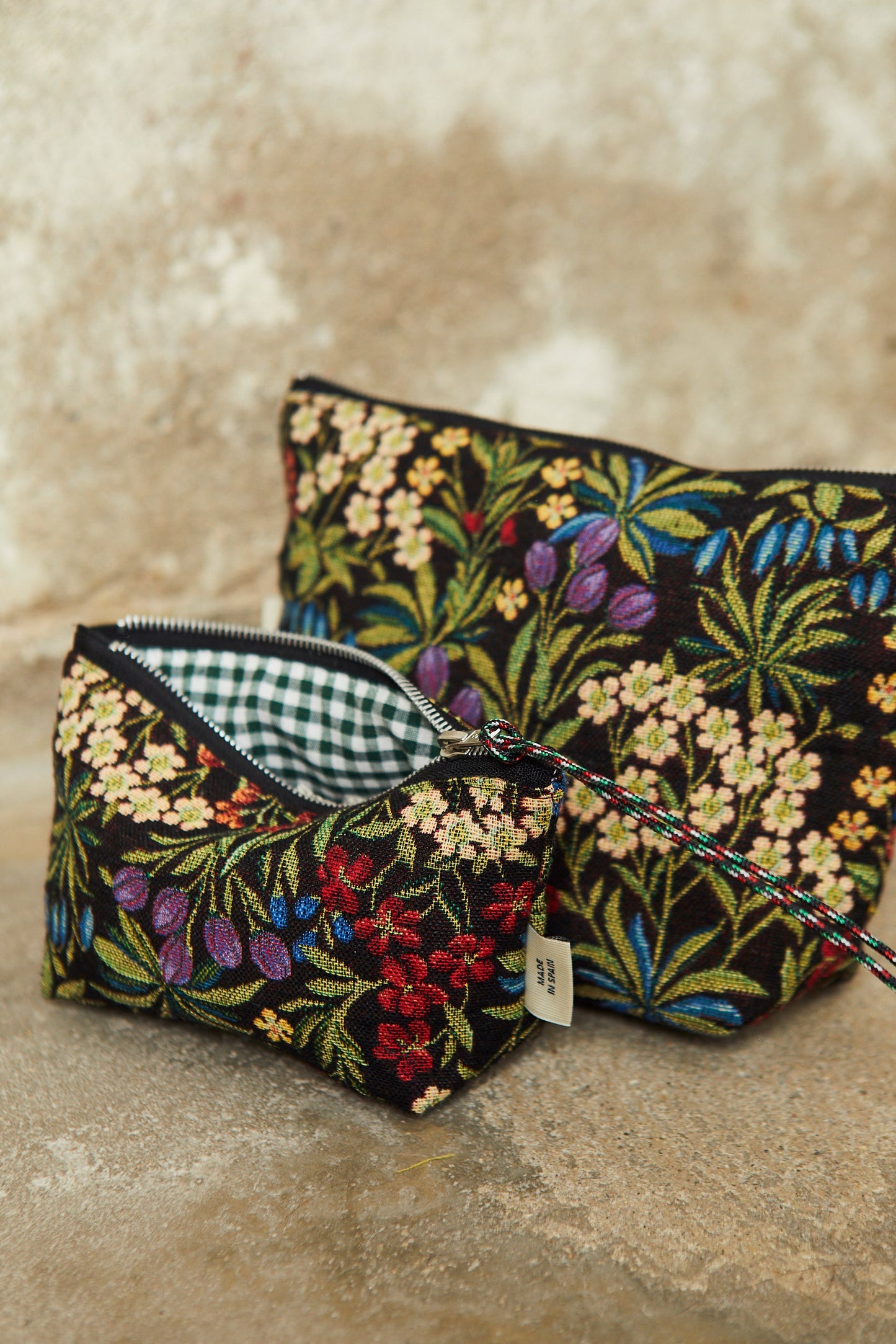 Neceser/estuche tejido jacquard flores margaritas