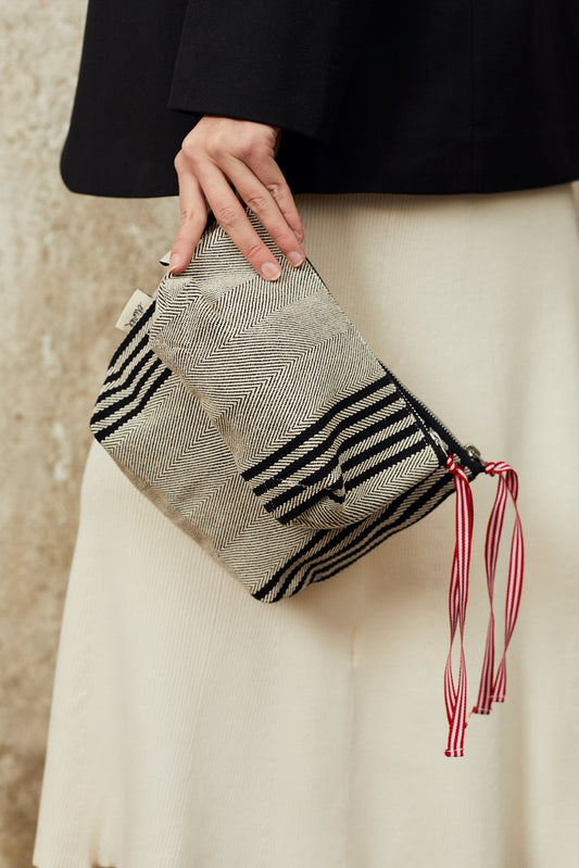 Neceser/estuche sarga de burgos negro