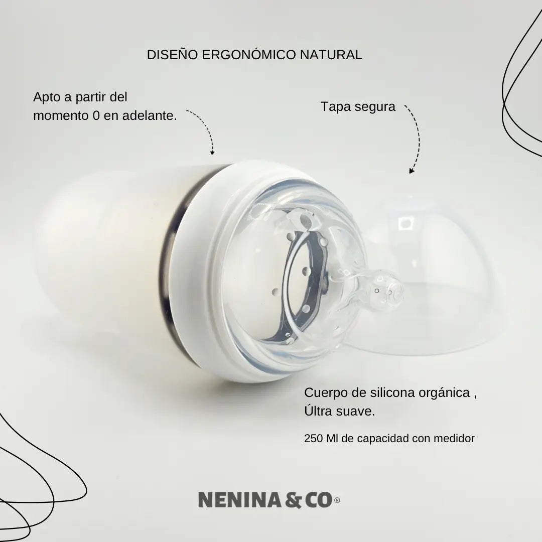 Nuevo Biberon de Silicona Dusty White Nenina & Co