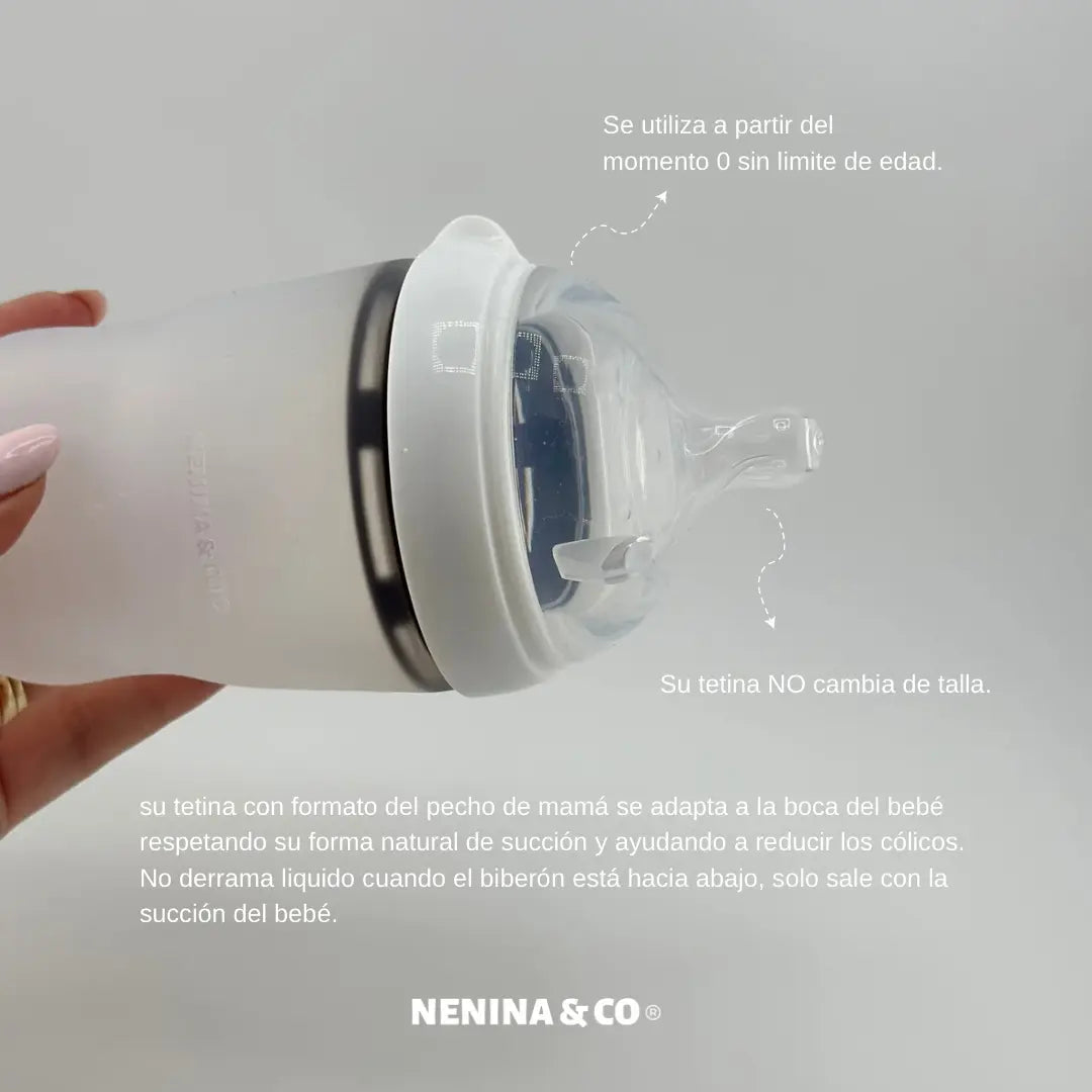 Nuevo Biberon de Silicona Dusty White Nenina & Co