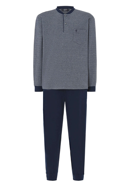 Pijama Hombre Invierno Premium Tapeta Algodón Punto - Azul 55022_22