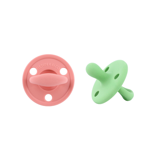 Kit 2 Chupetes Clásicos para Bebé Rosa y Oliva | Silicona Orgánica Nenina & Co