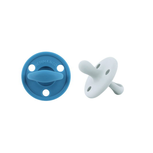 Kit 2 Chupetes Clásicos para Bebé Azul Blue y Gris | Silicona Orgánica Nenina & Co