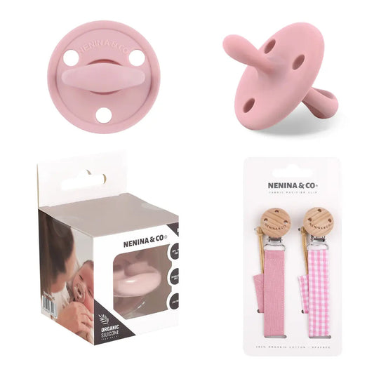 Pack 2 Chupeteros + 1 Chupete DIAMOND By Nenina & Co Rosa Pálido