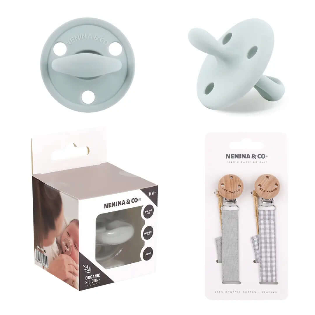 Pack 2 Chupeteros + 1 Chupete DIAMOND By Nenina & Co Gris