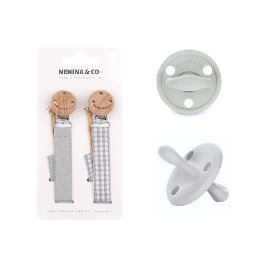 Pack 2 Chupeteros + 1 Chupete DIAMOND By Nenina & Co Gris
