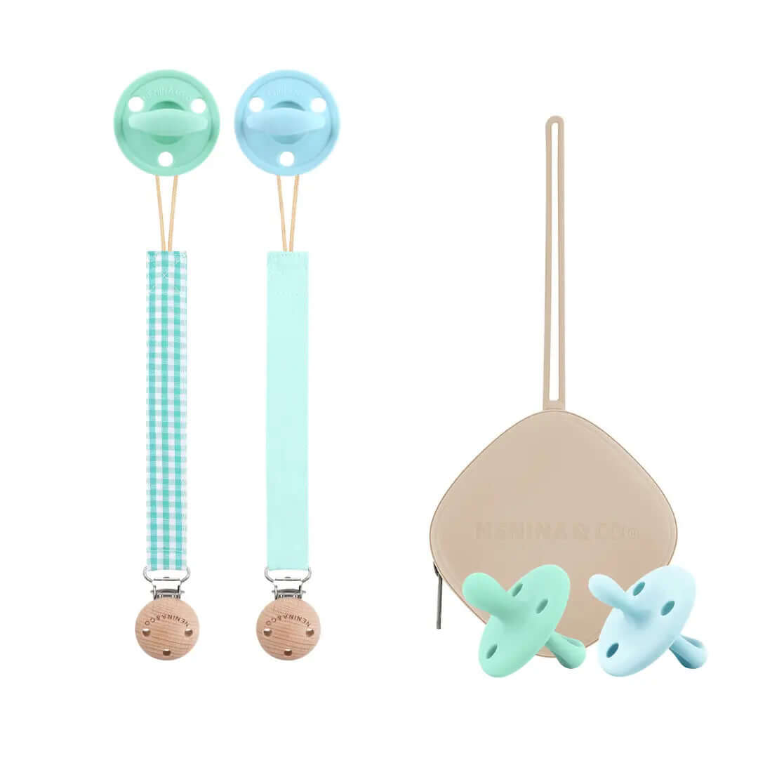 Pack 2 Chupeteros + 2 Chupetes CLÁSICO y DIAMOND + 1 Guardachupete Nenina & Co