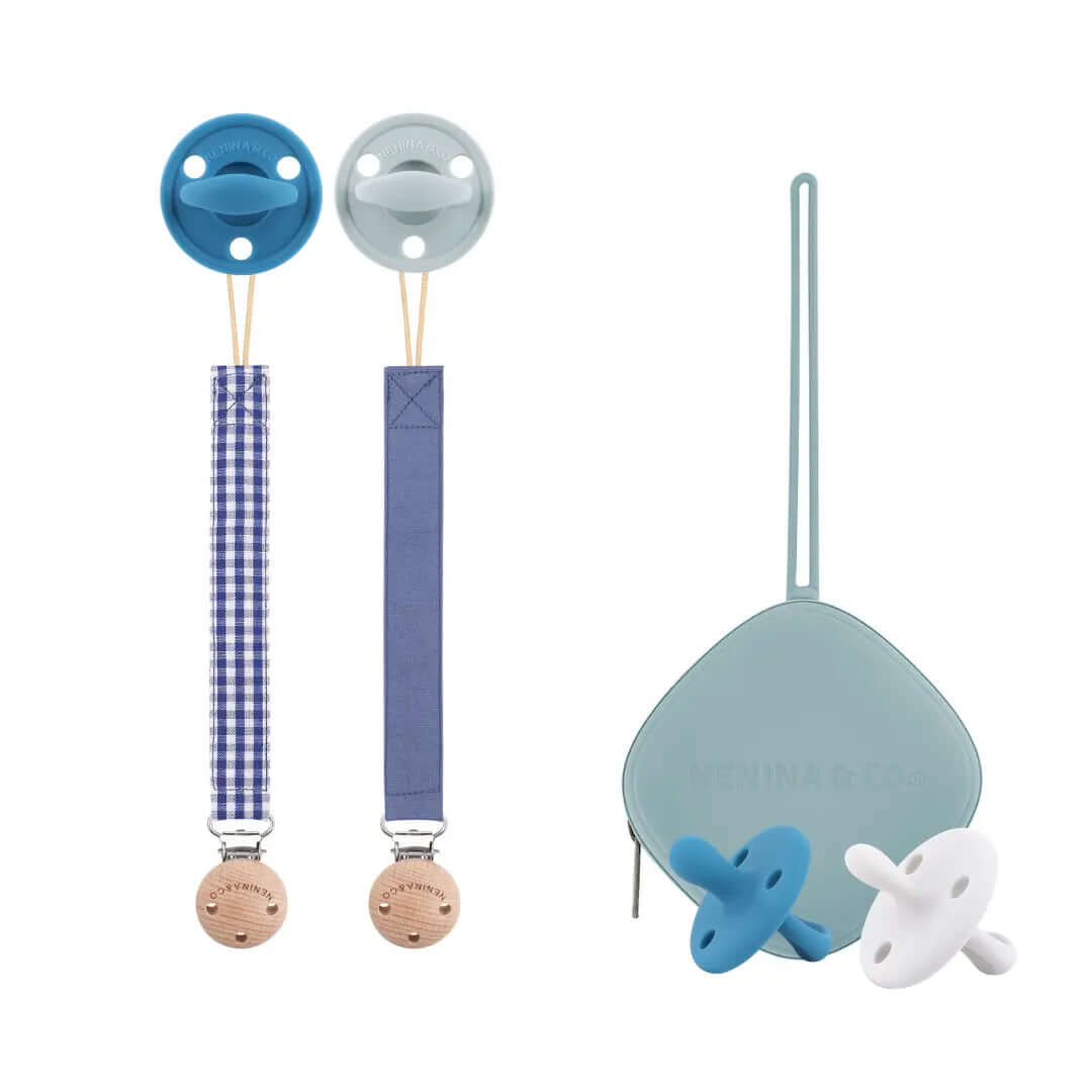 Pack 2 Chupeteros + 2 Chupetes CLÁSICO y DIAMOND + 1 Guardachupete Nenina & Co