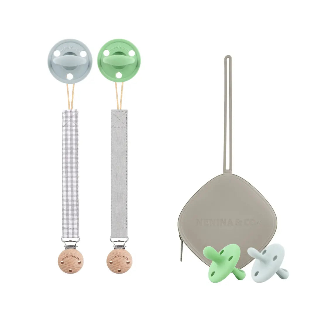 Pack 2 Chupeteros + 2 Chupetes CLÁSICO y DIAMOND + 1 Guardachupete Nenina & Co