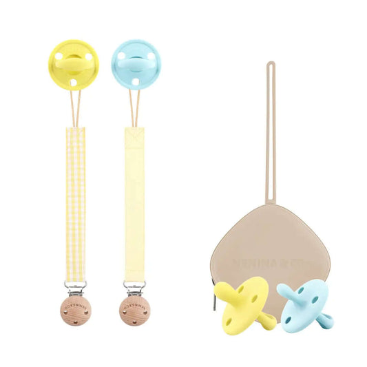 Pack 2 Chupeteros + 2 Chupetes CLÁSICO y DIAMOND + 1 Guardachupete Nenina & Co