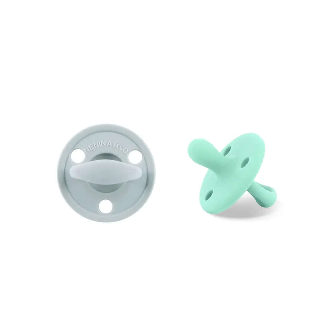 Kit Nenina & Co Gris + Mint| 2 Chupetes + 2 Chupeteros + Guardachupete