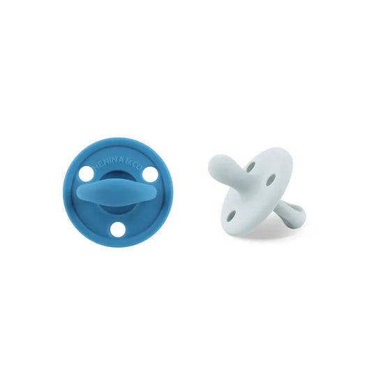 Kit Nenina & Co Azul + Gris| 2 Chupetes + 2 Chupeteros + Guardachupete