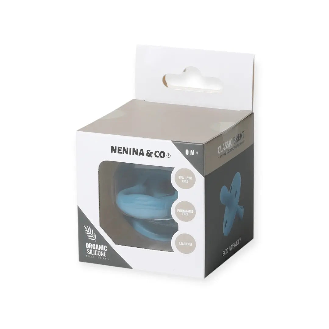 Kit Nenina & Co Azul + Gris| 2 Chupetes + 2 Chupeteros + Guardachupete