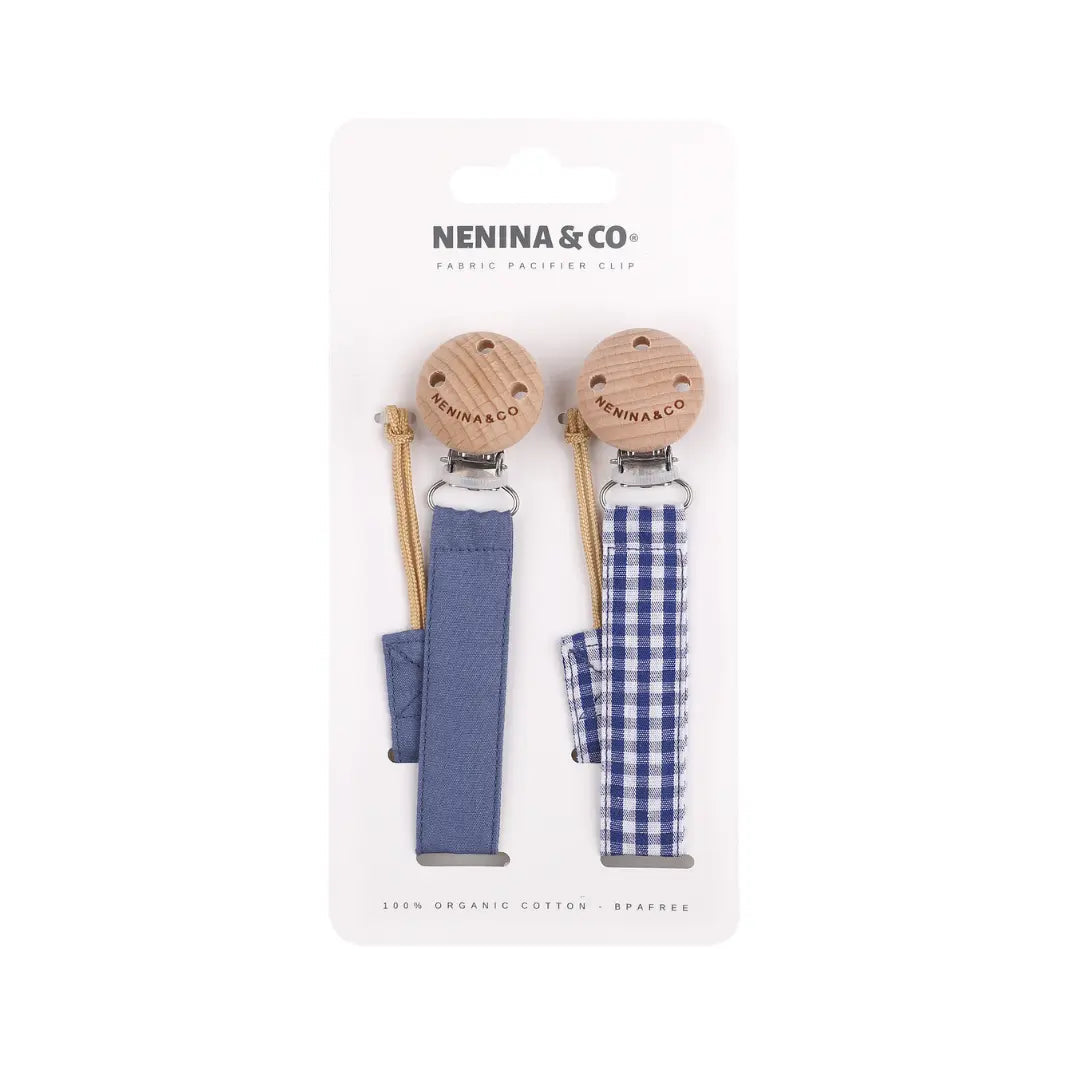 Kit Nenina & Co Azul + Gris| 2 Chupetes + 2 Chupeteros + Guardachupete