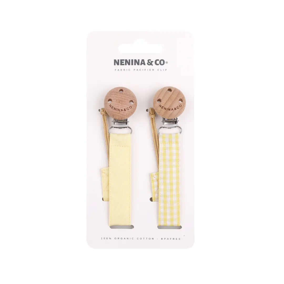 Kit Nenina & Co Amarillo + Celeste| 2 Chupetes + 2 Chupeteros + Guardachupete