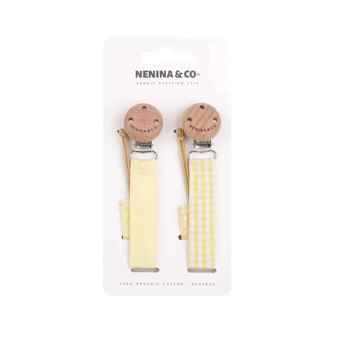 Kit Nenina & Co Amarillo + Rosa chicle| 2 Chupetes + 2 Chupeteros + Guardachupete