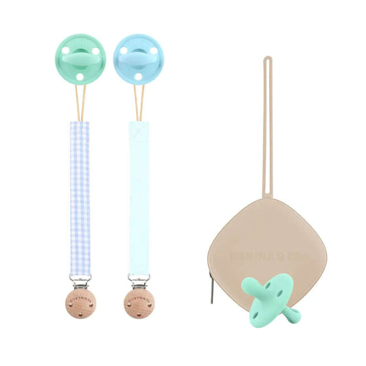 Kit Nenina & Co Mint + Celeste| 2 Chupetes + 2 Chupeteros + Guardachupete