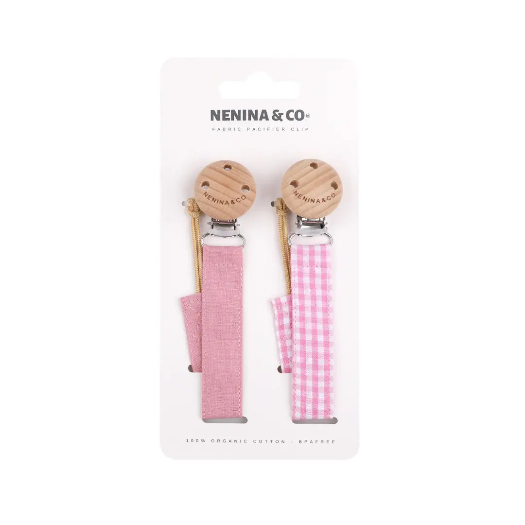 Kit Nenina & Co Rosa pálido + Rosa Chicle| 2 Chupetes + 2 Chupeteros + Guardachupete