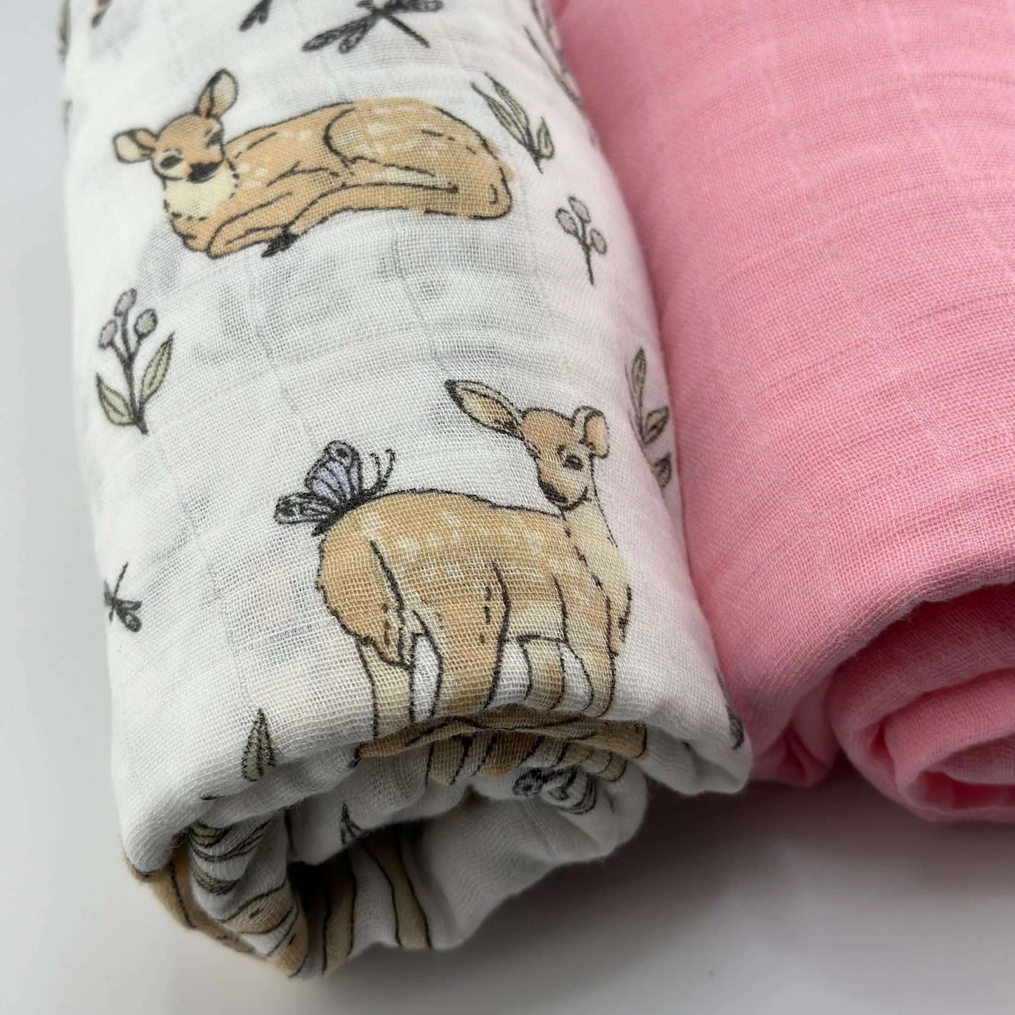 Pack 2 Muselinas Cotton + Bambi Rosa 70% Bamboo +30 % Algodón Nenina & Co