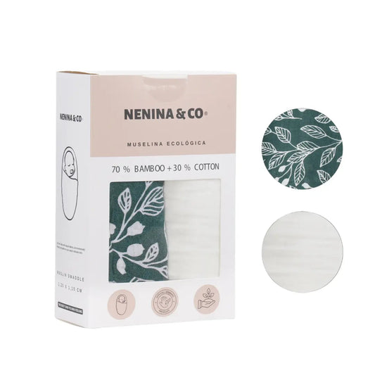 Pack 2 Muselinas Natural + White 70% Bamboo +30 % Algodón Nenina & Co