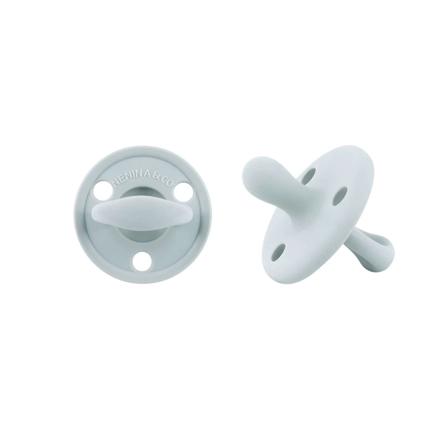 Kit Nenina & Co – Gris 2 Chupeteros Algodón Orgánico + 1 Chupete Clásico de Silicona