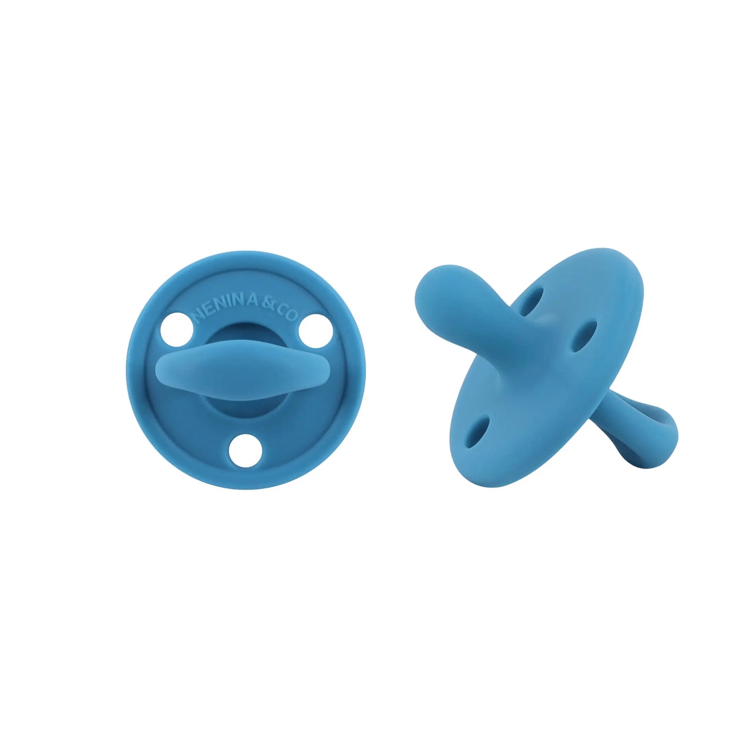 Kit Nenina & Co – Azul| 2 Chupeteros Algodón Orgánico + 1 Chupete Clásico de Silicona