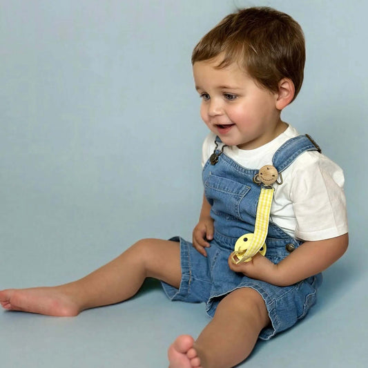 Pack 2 chupetes + Pack 2 chupeteros Amarillo DIAMOND By Nenina & co