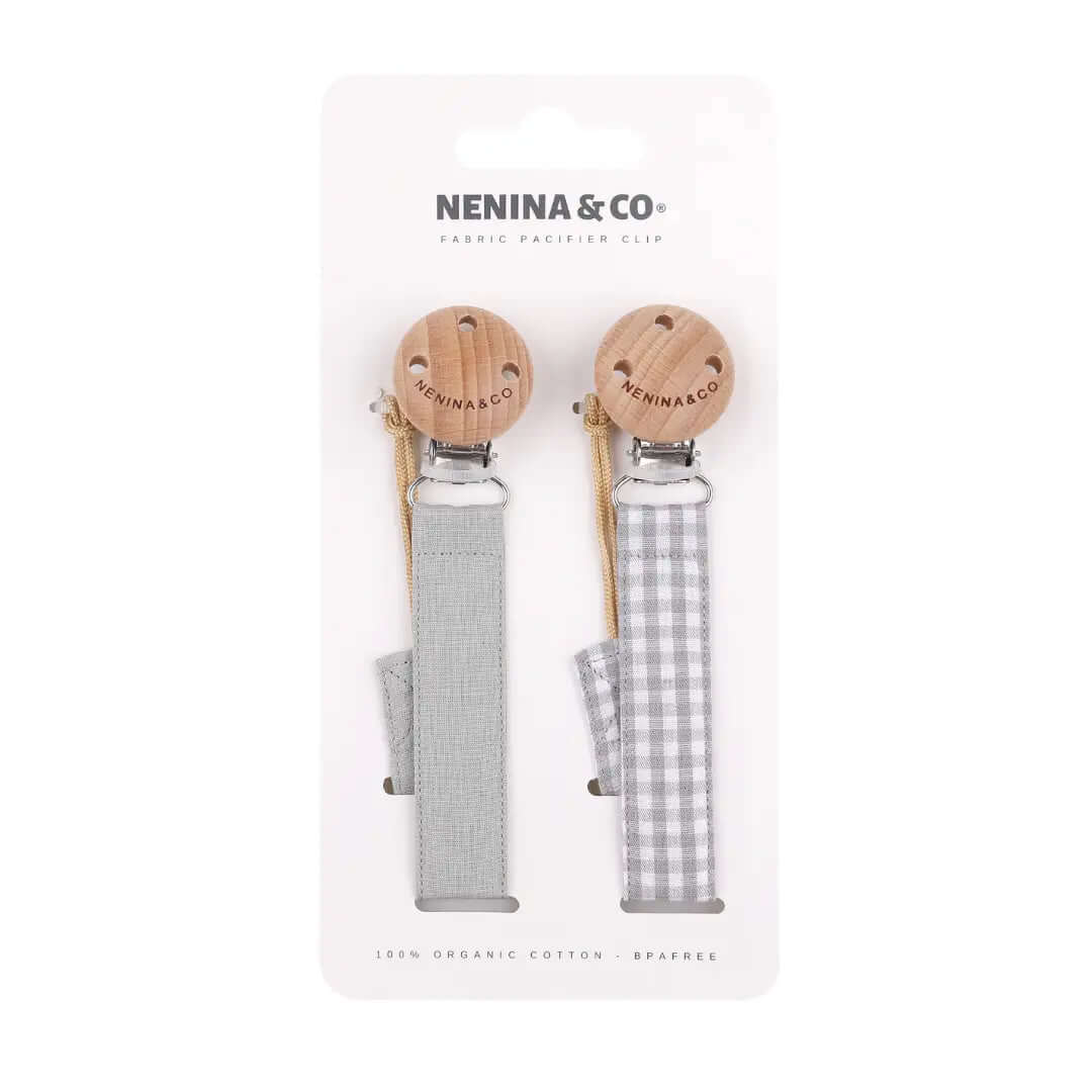 Pack 2 chupetes + Pack 2 chupeteros Azul y Beige  DIAMOND By Nenina & Co