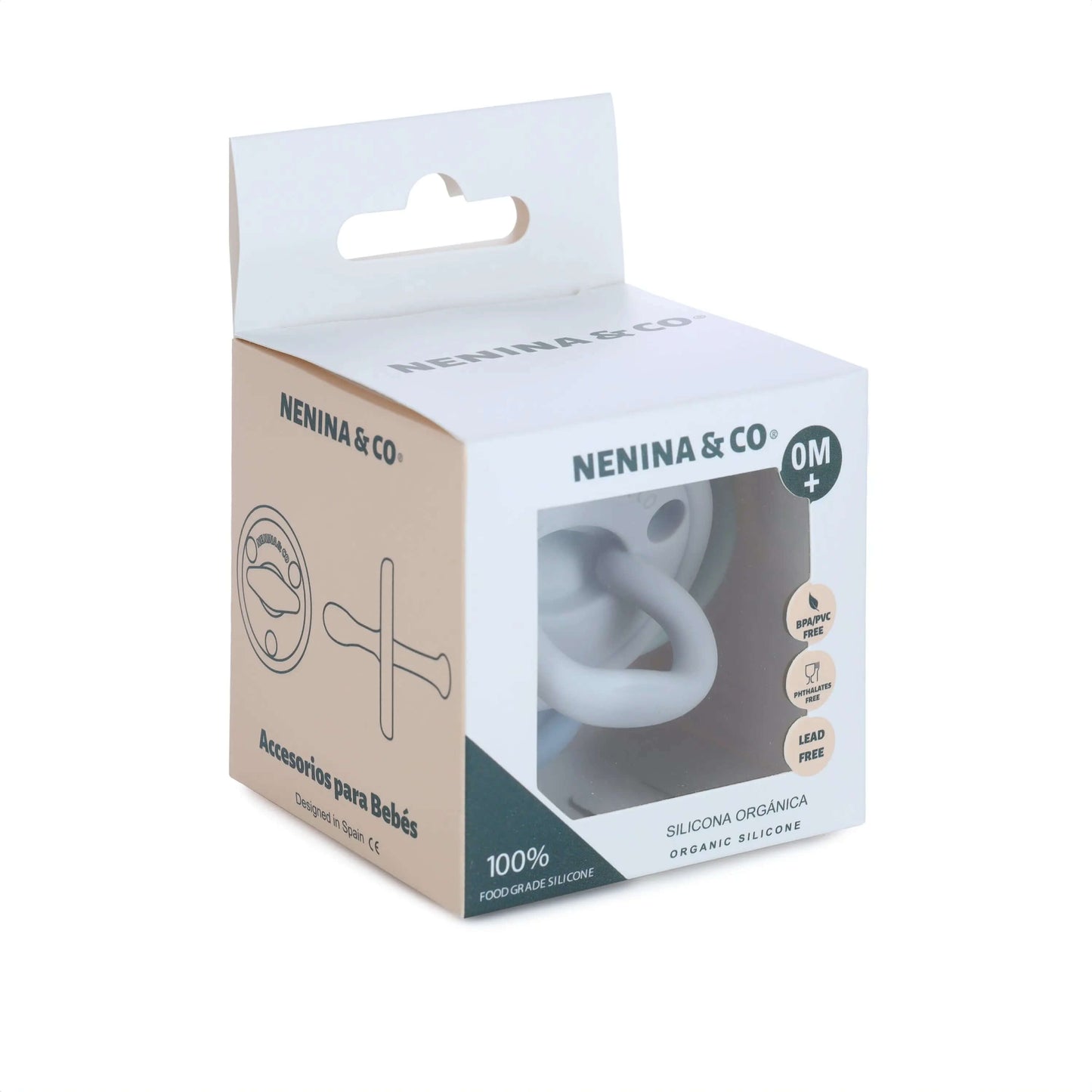 Pack 2 chupetes + Pack 2 chupeteros Azul y Beige  DIAMOND By Nenina & Co