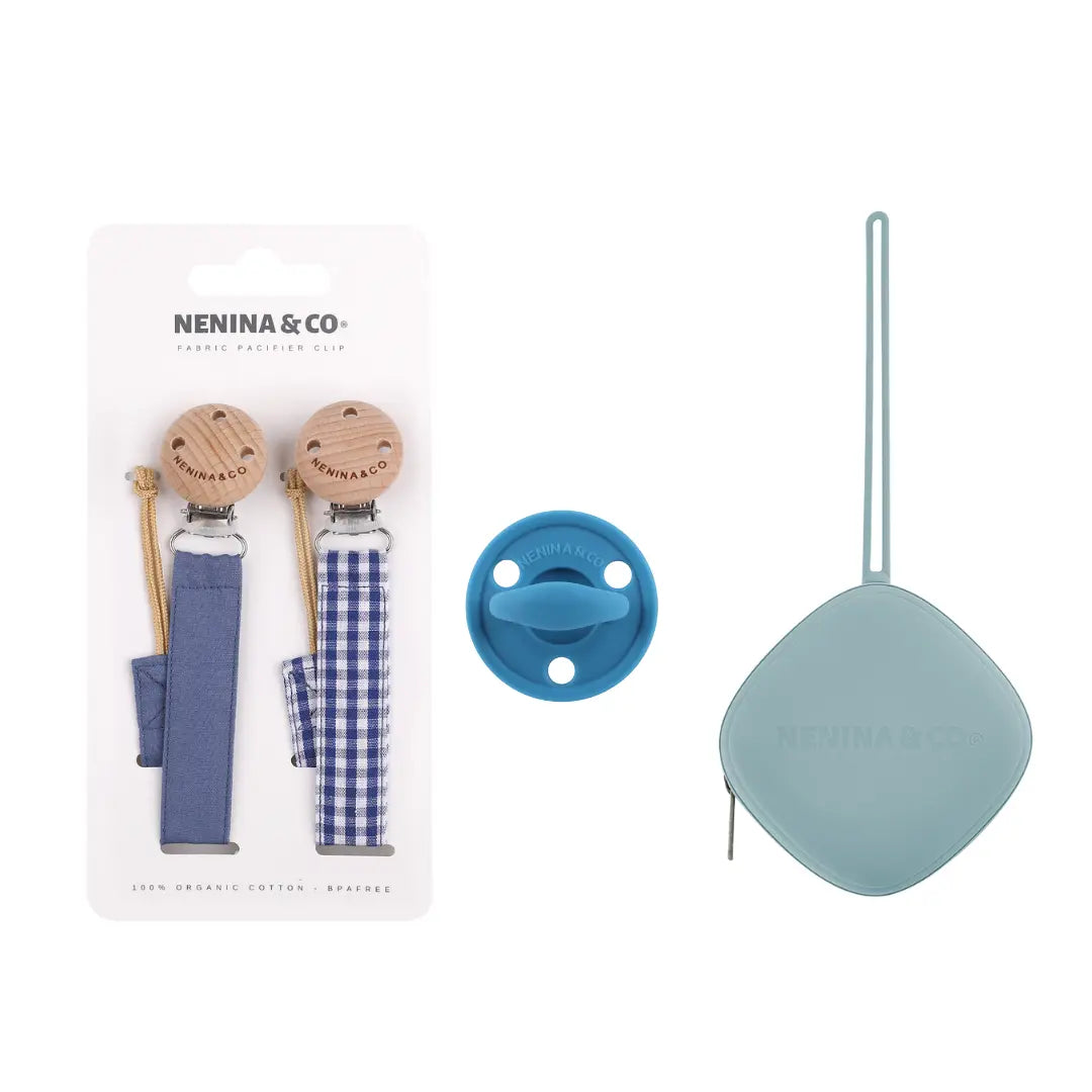 Kit de Biberón y Chupete Clásico con Chupeteros de Algodón para Bebé Recién Nacido | Nenina & Co