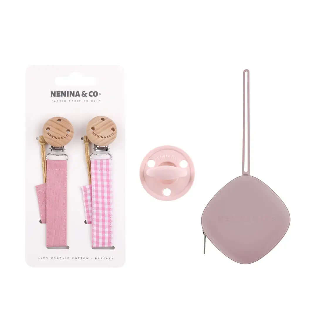 Kit de Biberón y Chupete Clásico con Chupeteros de Algodón para Bebé Recién Nacido | Nenina & Co