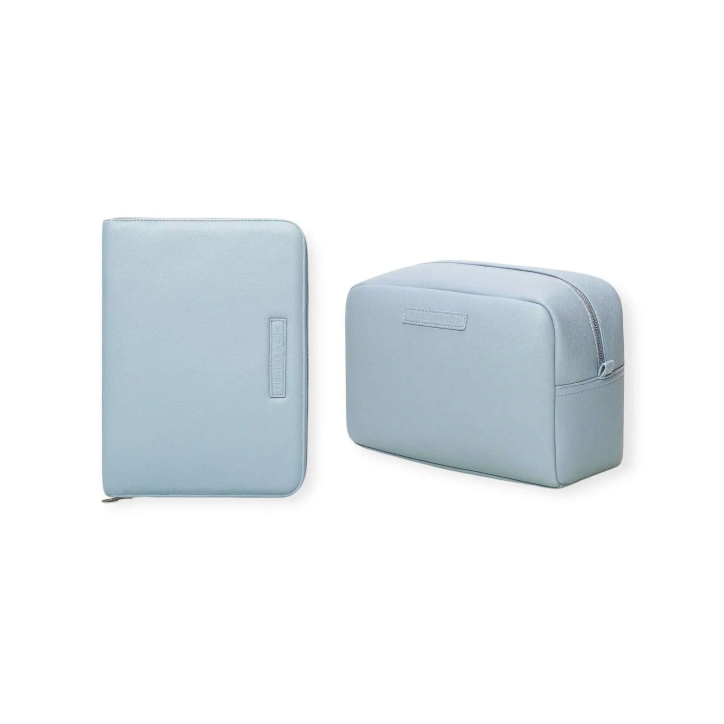 Pack Nacimiento Bebé: Portadocumentos + Neceser de Eco Piel MIREM Dusty Blue | Nenina & Co