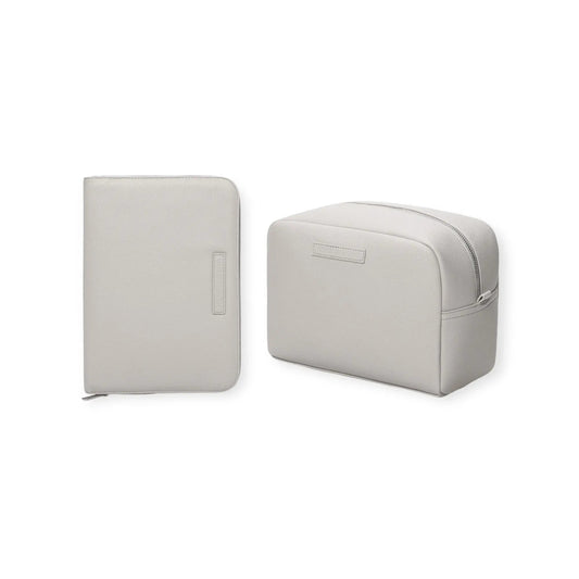 Pack Nacimiento Bebé: Portadocumentos + Neceser de Eco Piel MIREM Gris | Nenina & Co