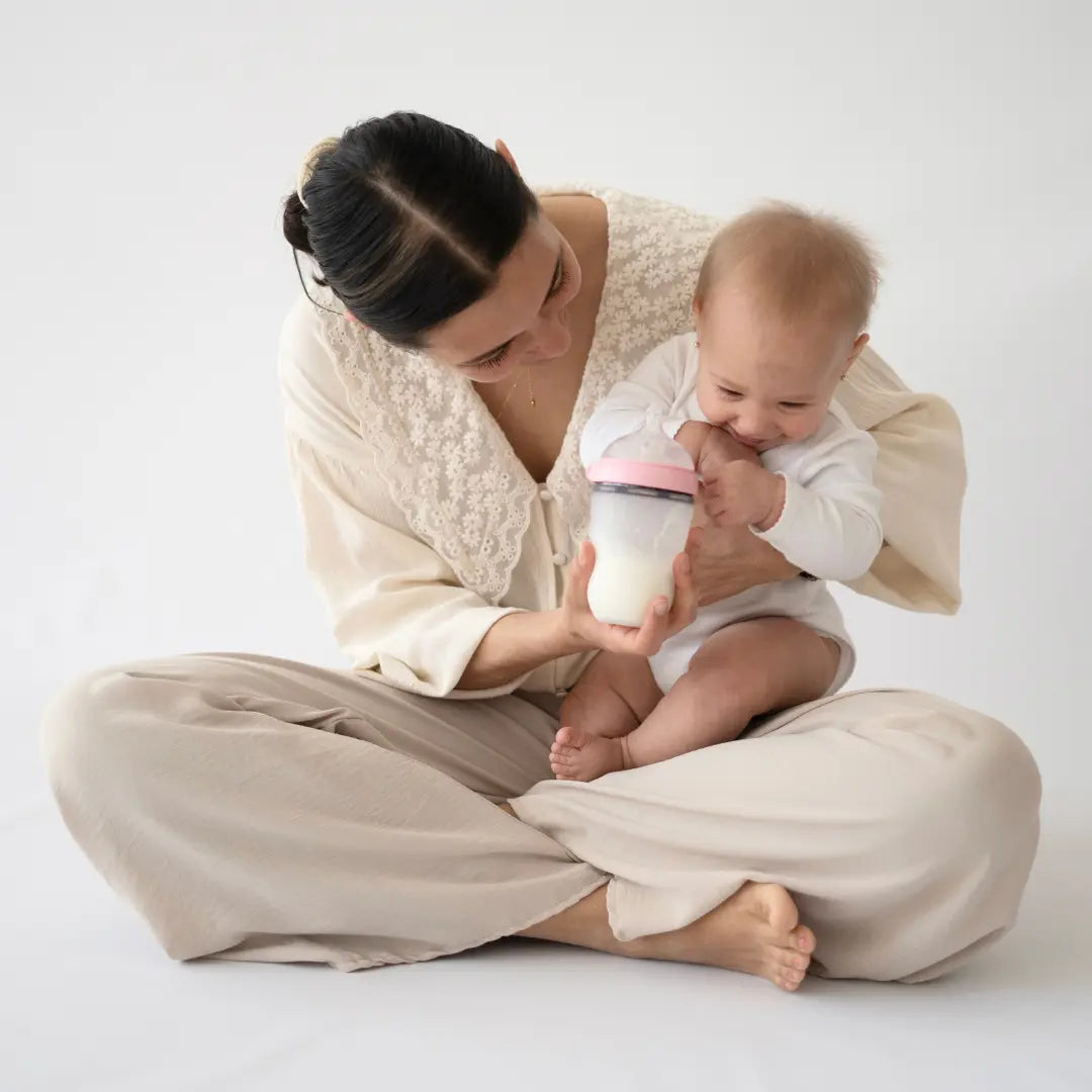 Pack 1 BIBERON Rosa + REPUESTO x 4 TETINAS de silicona  Nenina & Co