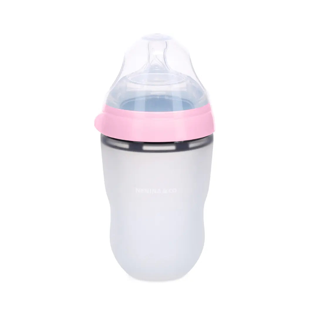 Pack 1 BIBERON Rosa + REPUESTO x 4 TETINAS de silicona  Nenina & Co