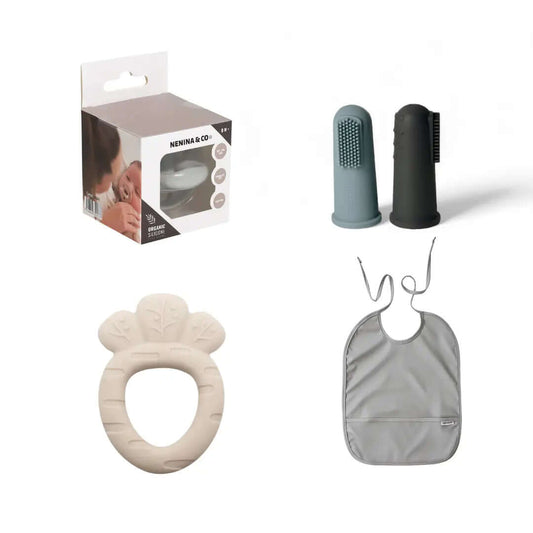 Pack Regalo Babero + 2 cepillos + 1 Chupete Clásico + 1 Mordedor Nenina & Co
