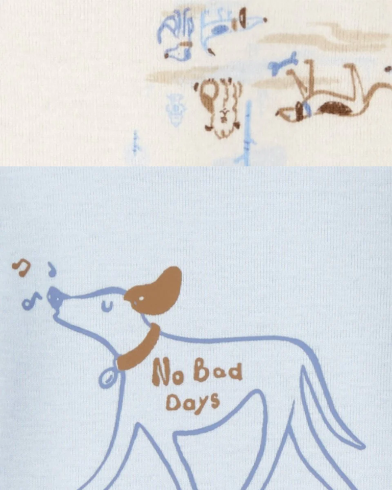 Pack cuatro bodies de algodón, manga larga, diseño perros