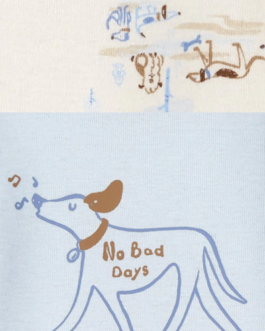 Pack cuatro bodies de algodón, manga larga, diseño perros