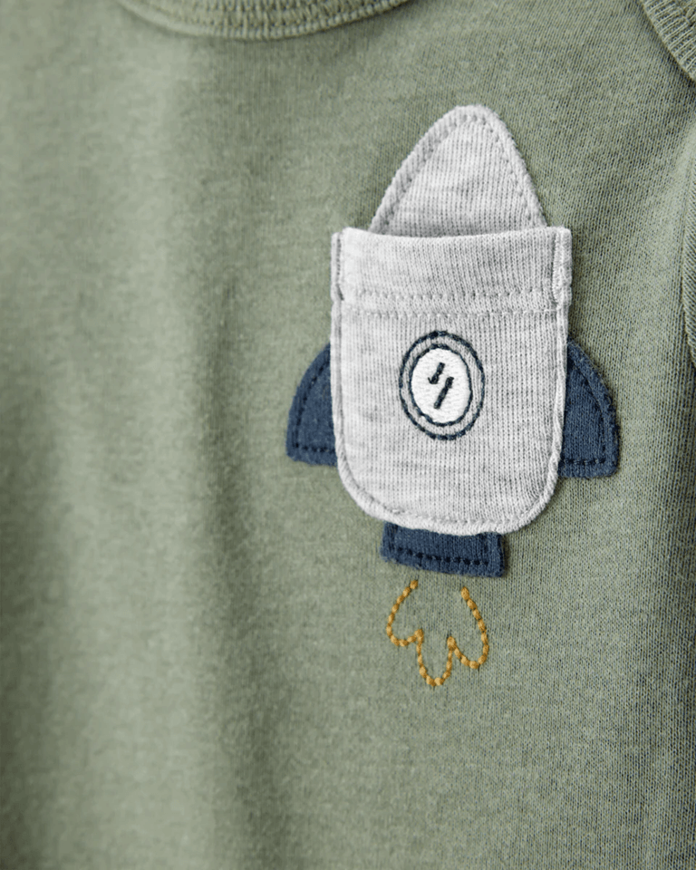 Pack seis bodies largos algodón diseño espacio