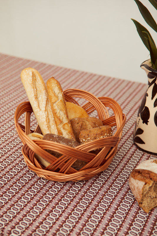 Panera redonda calada mimbre natural