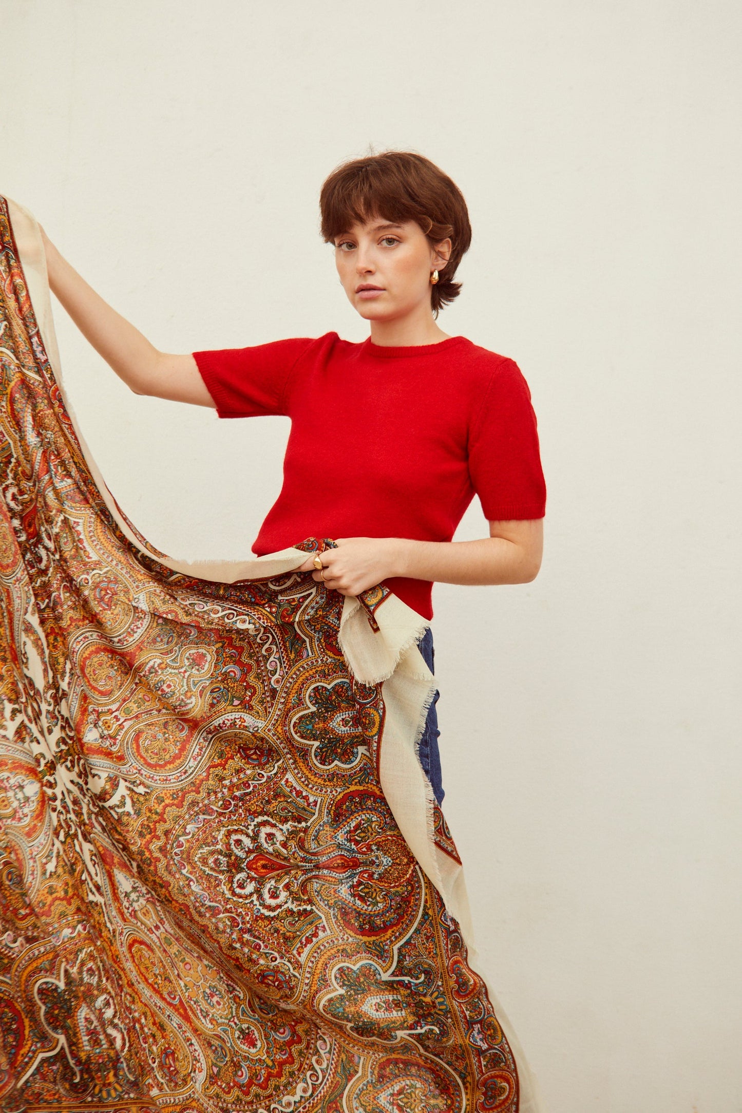 Pañuelo Pisto o Cien Colores lana blanco