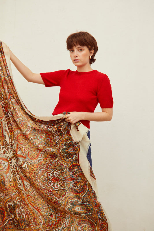 Pañuelo Pisto o Cien Colores lana blanco