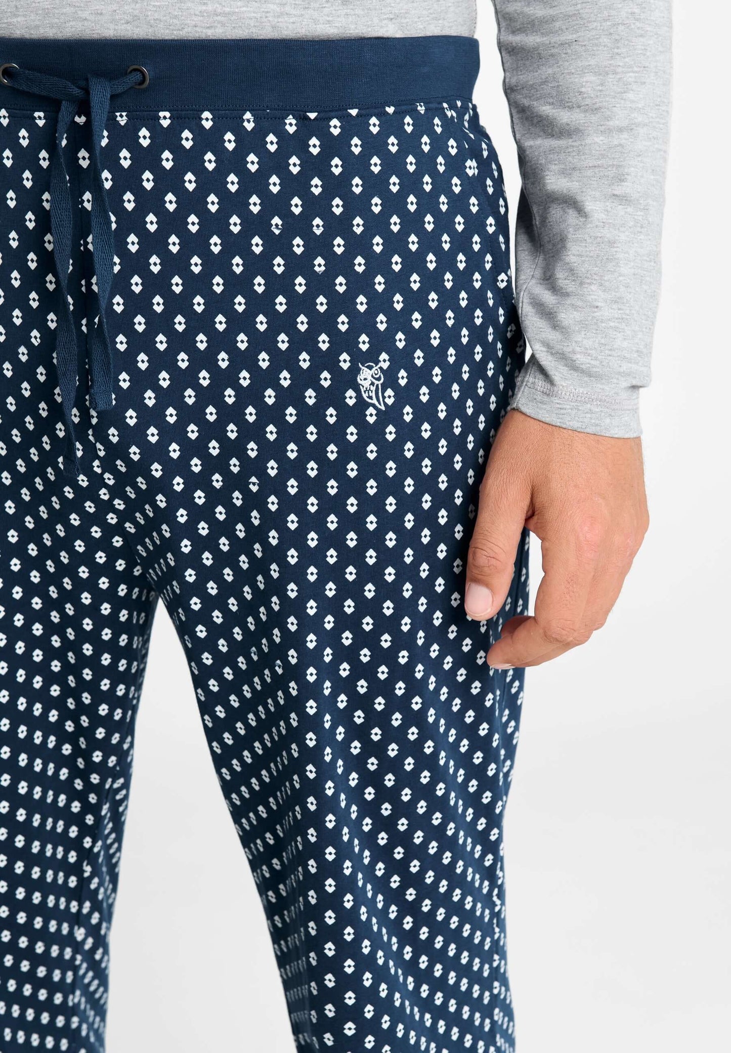Pantalón Pijama Hombre Largo Algodón Punto Cuadros - Azul 8509_36